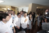 Aécio chega à reunião acompanhado do prefeito do Recife Geraldo Júlio e de Beto Albuquerque