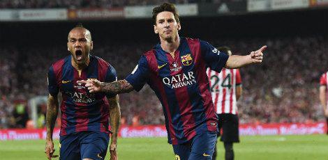 Messi coroou sua atuação de gala ao anotar seu segundo na partida aos 29 minutos da etapa final, ao completar para as redes um cruzamento do brasileiro Daniel Alves / Josep Lago/AFP