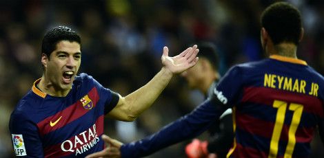 Neymar e Súarez foram os grandes destaques do jogo / Foto: JAVIER SORIANO / AFP