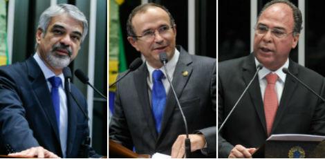 Humberto Costa (à esquerda) é contra impeachment; Douglas Cintra (centro) segue mesmo posicionamento e Fernando Bezerra Coelho é favorável / Foto: Agência Senado