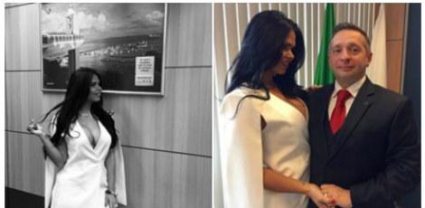 Milena Santos, mulher do novo ministro do turismo, Alessandro Teixeira, causou furor nas redes sociais após postar fotos, na sua página pessoal no Facebook / Foto: Reprodução/ Facebook 