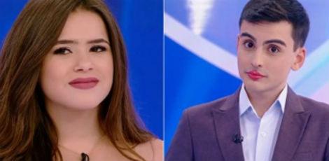 Maísa Silva e Dudu Camargo continuam se desentendendo na TV / reprodução SBT