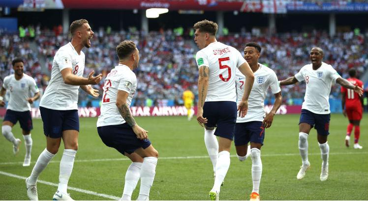Os gols da Inglaterra foram marcados por: Kane (3), Stones (2) e Lingard / Foto: FIFA/ divulgaÃƒÂ§ÃƒÂ£o