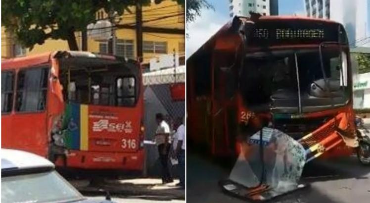 Dois ônibus colidiram na Avenida Conselheiro Aguiar