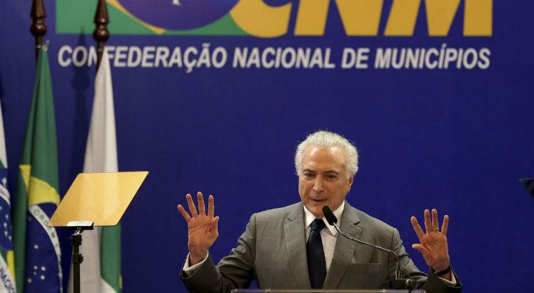 O presidente da República, Michel Temer, participou nesta segunda-feira (19) de evento em Brasília da CNM  / Foto: Wilson Dias/Agência Brasil